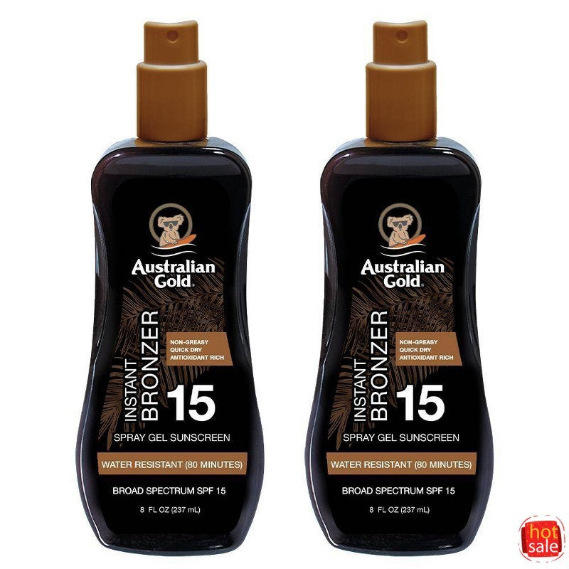 SPF 15 Spray Gel Sunscreen with Bronzer - Coconut Scent, 2-Pack