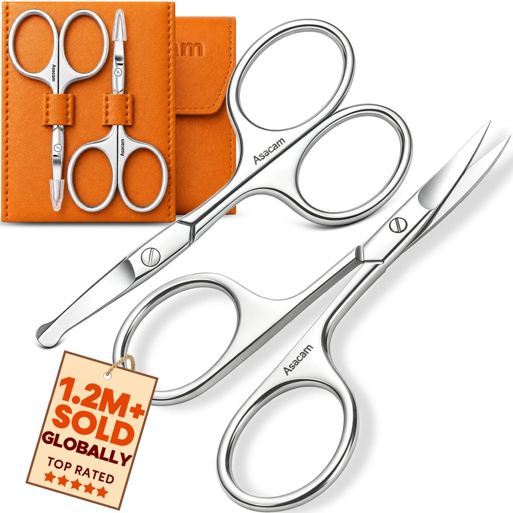 Multi-Purpose Grooming Scissors for Nose Eyebrow Beard Nails Silver