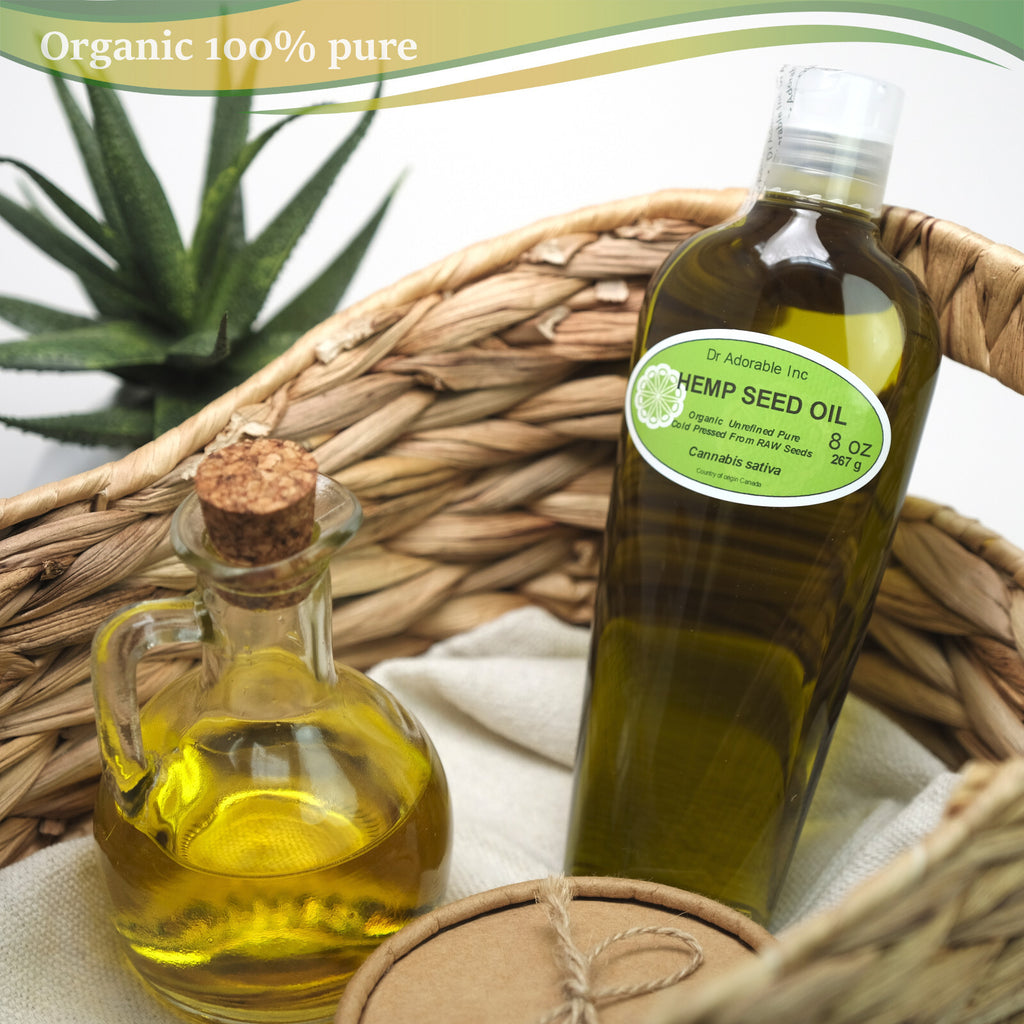 Organic Raw Hemp Seed Oil - Cold Pressed Virgin for Skincare & Nutrition