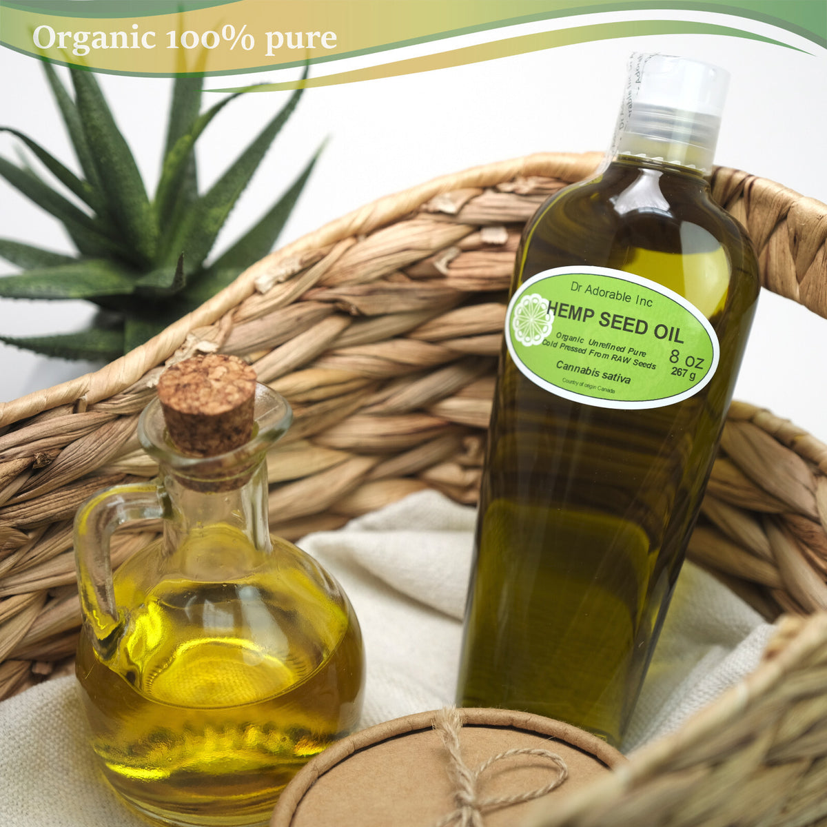 Organic Raw Hemp Seed Oil - Cold Pressed Virgin for Skincare & Nutrition