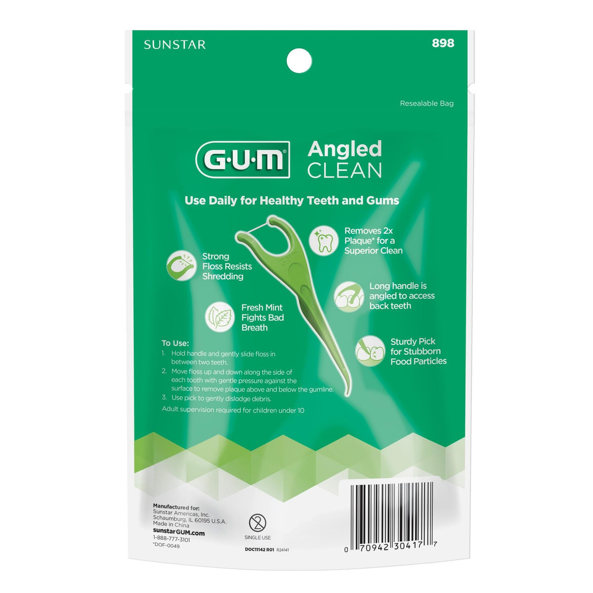 Angled Dental Floss Picks for Tight Teeth, Extra Strong Mint Floss - Pack of 100