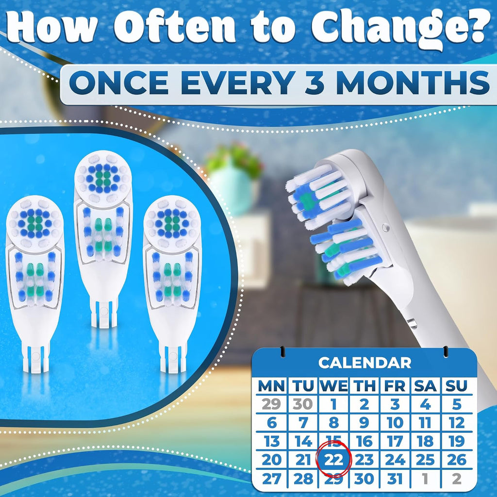 4 Pack Electric Toothbrush Replacement Heads for Oral-B CrossAction Models
