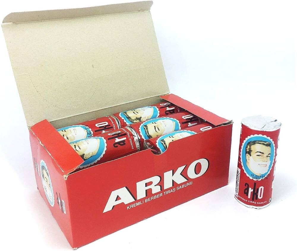 Arko Shaving Soap Stick Pack of 12 - Traditional Men’s Razor Lubricating Lather