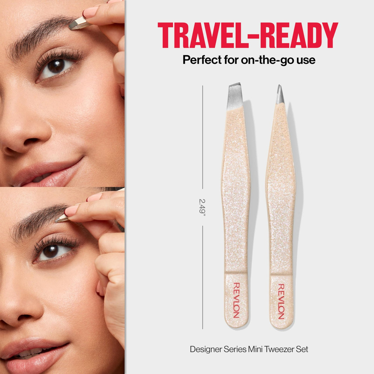 Revlon Mini Travel Tweezers Set - Slant & Point Tips for Precise Hair Removal