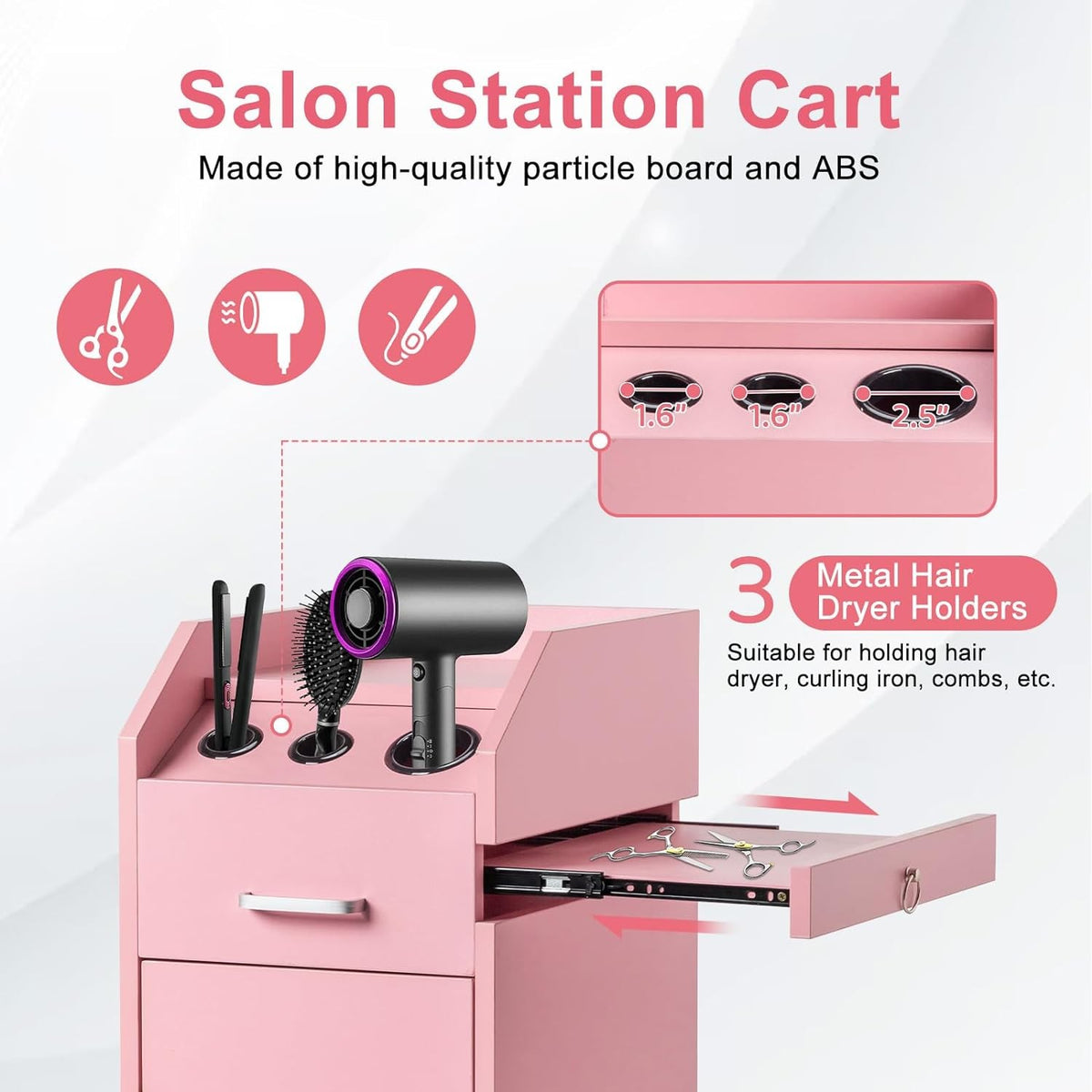 Salon Trolley Cart with 4 Drawers and Mobile Hair Stylist Station