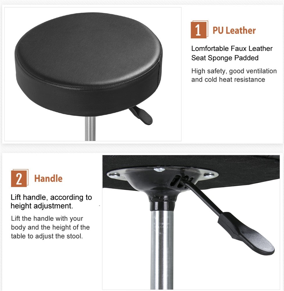 Adjustable Salon Spa Stool with Swivel Castors and Footrest