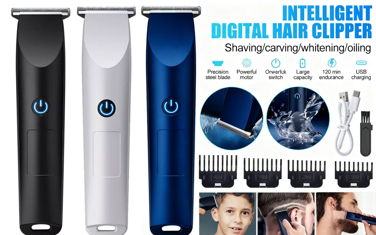 Men's Rechargeable Electric Beard Trimmer Razor with Multiple Combs USB