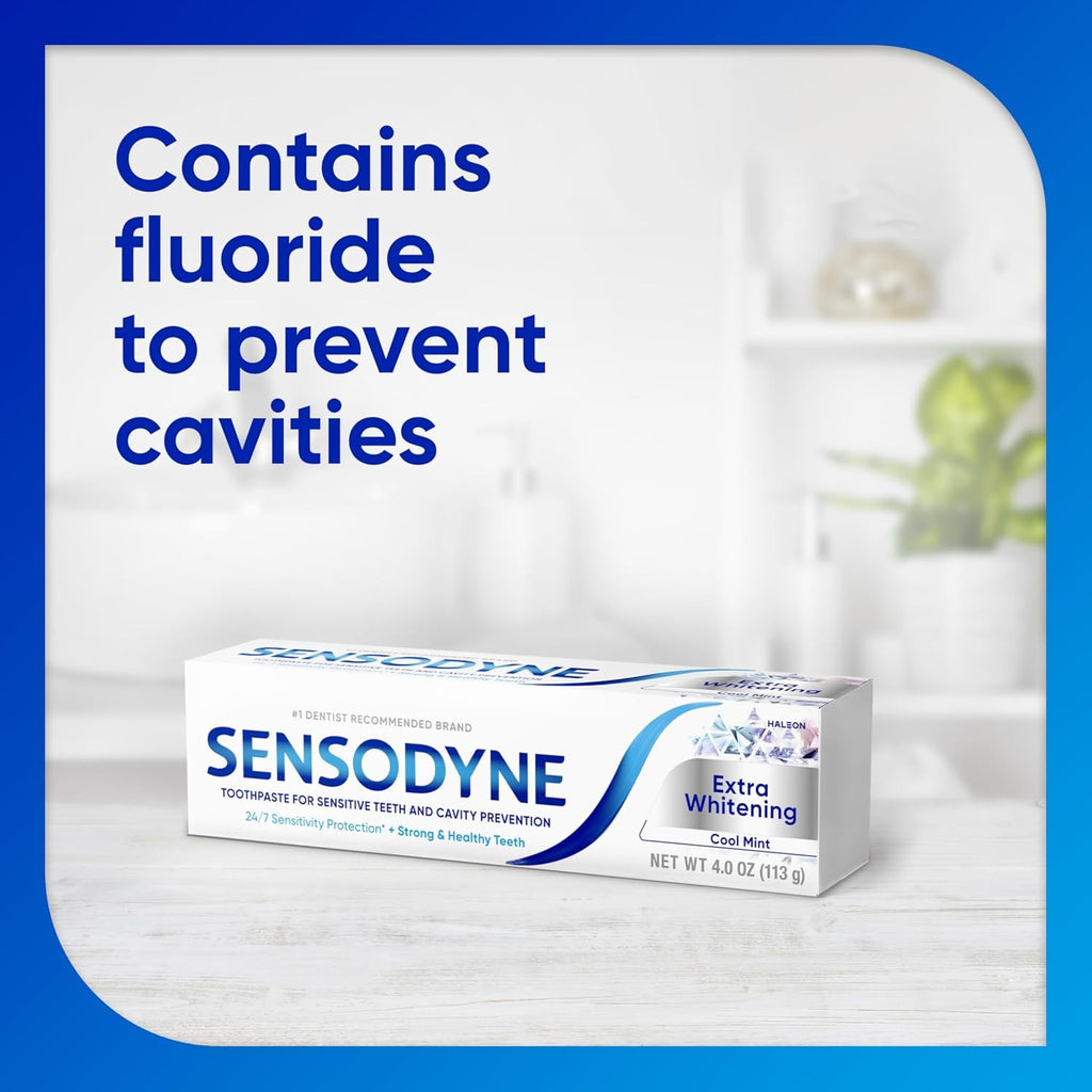 Sensodyne Extra Whitening Cool Mint Toothpaste for Sensitive Teeth 4 oz