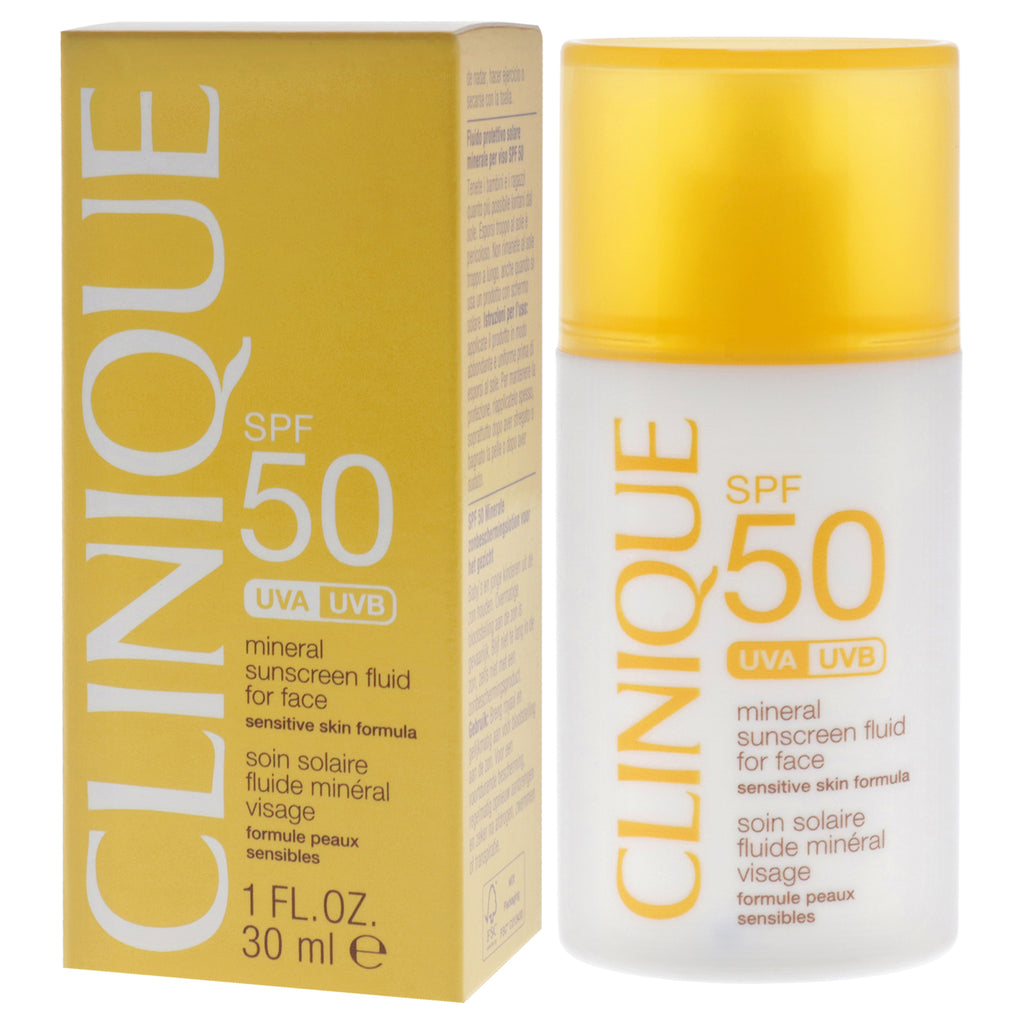Mineral Sunscreen Fluid SPF 50 for Face - Lightweight, Oil-Free, Sensitive Skin Safe