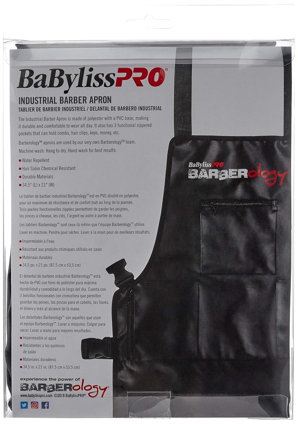 Professional Barber Apron Black Polyester with PVC Base Protection