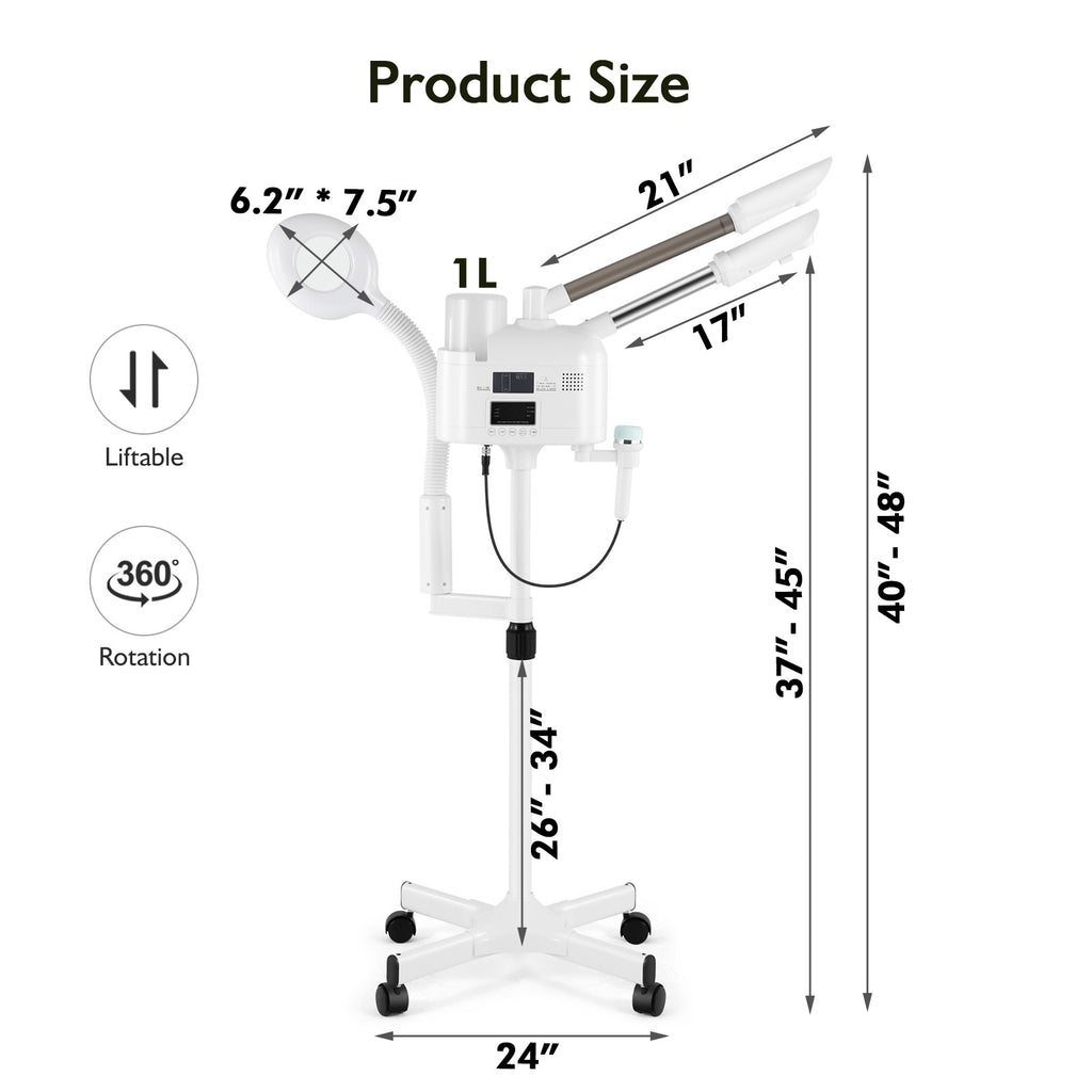 Portable 4-in-1 Facial Steamer with LED Magnifying Lamp Hot Cold Skin Spa
