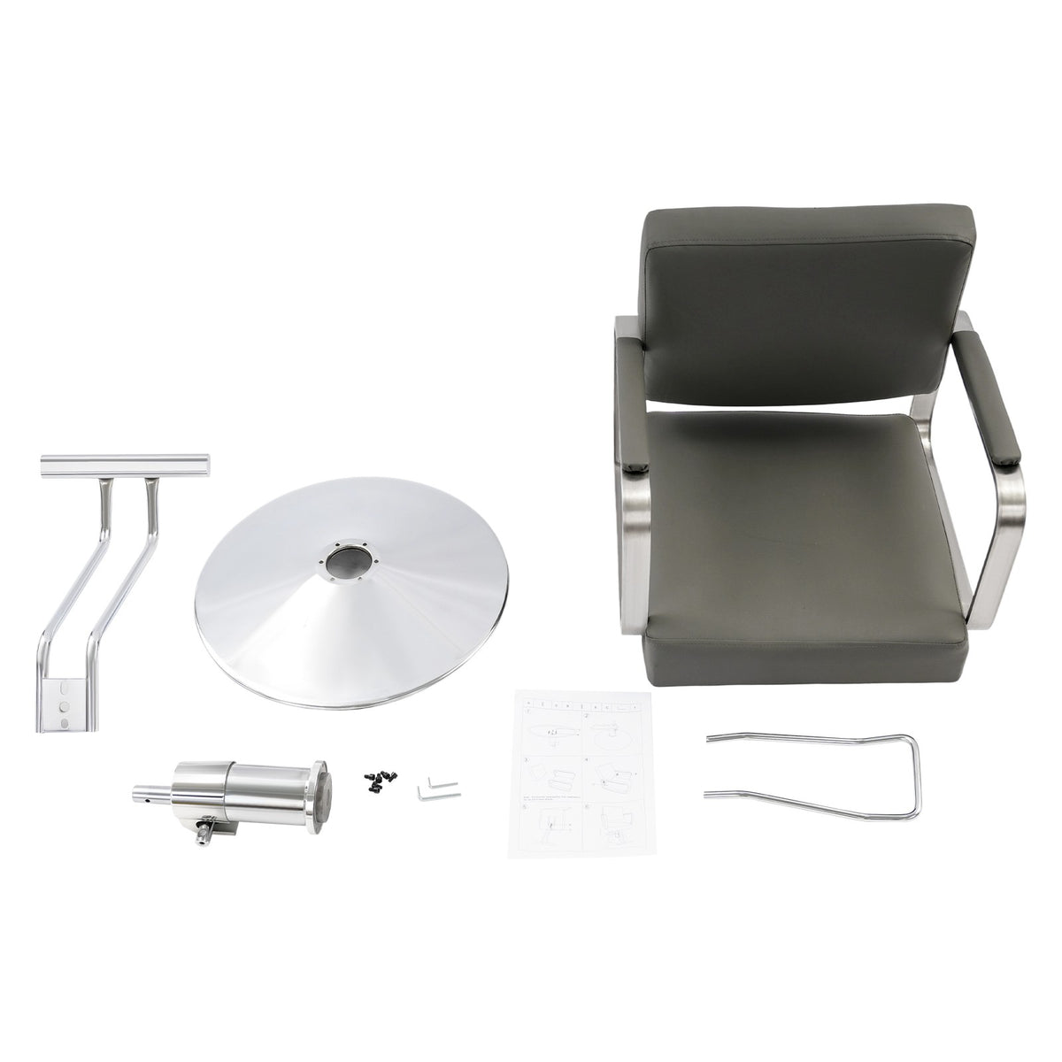 Adjustable Salon Barber Chair with 360° Rotation and Stainless Steel Frame