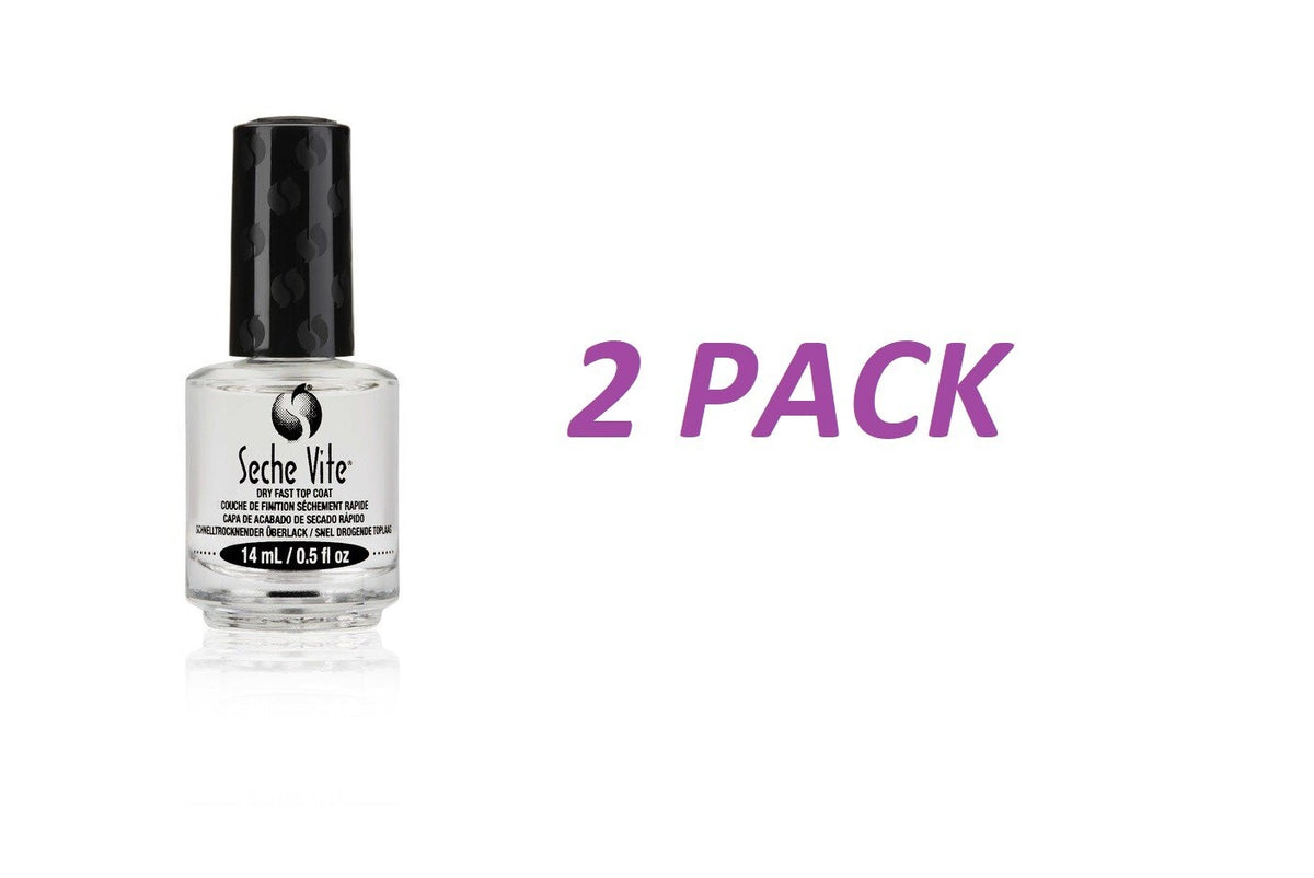 Seche Vite Top Coat 0.5 oz - Fast Dry, Durable Nail Finish (2 Pack)