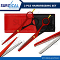 6-inch Professional Hair Cutting & Thinning Scissors Set - Red & Black