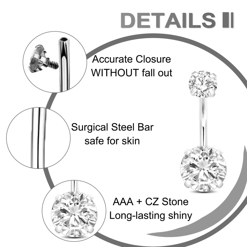 Belly Button Piercing Kit 17PCS - Stainless Steel Needles & Tools for Beginners