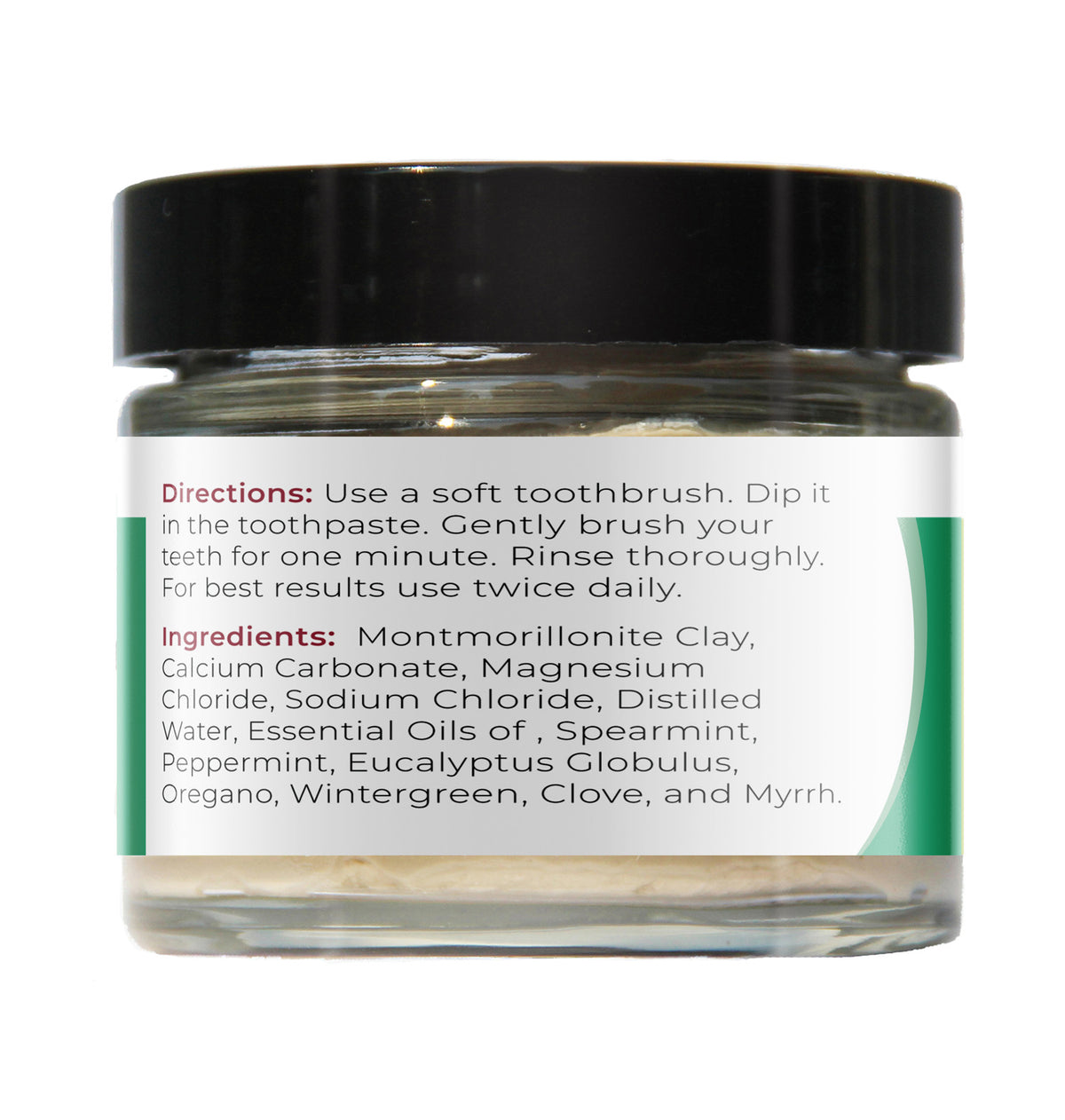 Natural Fluoride-Free Spearmint Toothpaste in Glass Jar - 3 oz Oral Care