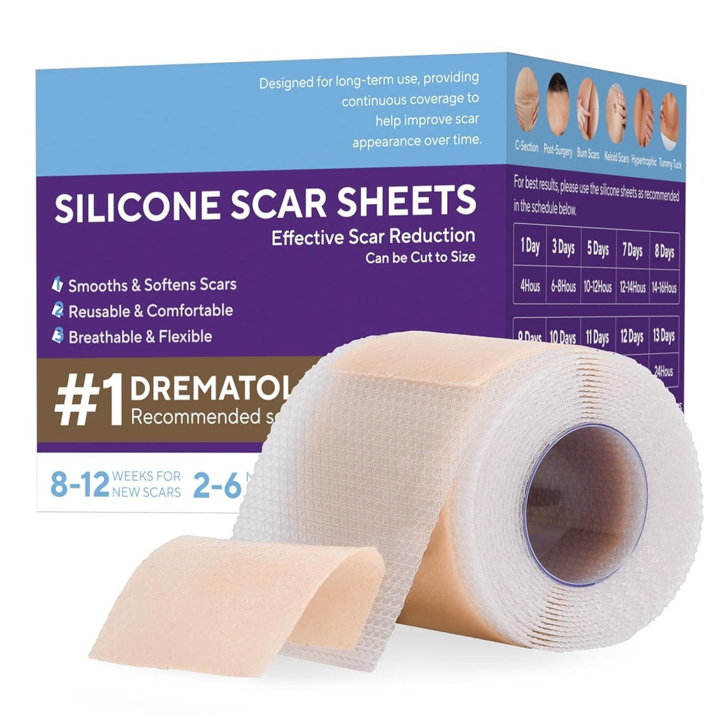 Silicone Scar Removal Tape for Hypertrophic Scars & Keloids - 1.6" x 60" Reusable Strip
