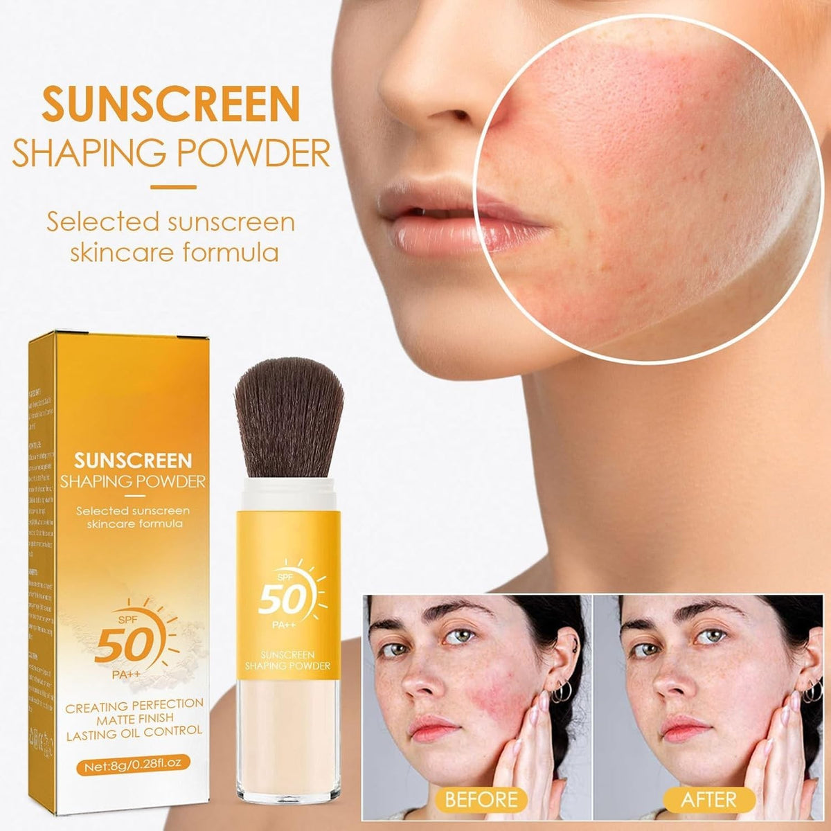 Mineral Sunscreen Powder SPF 50 for Face & Scalp Oil Control Travel Size