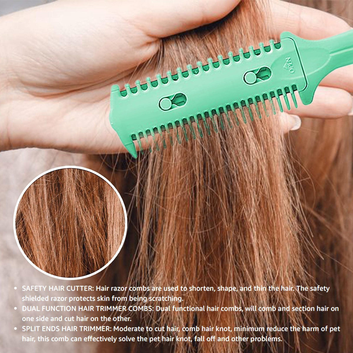 Haircut Razor Comb Set - Double-Ended Styling & Thinning Comb, 3 Pack
