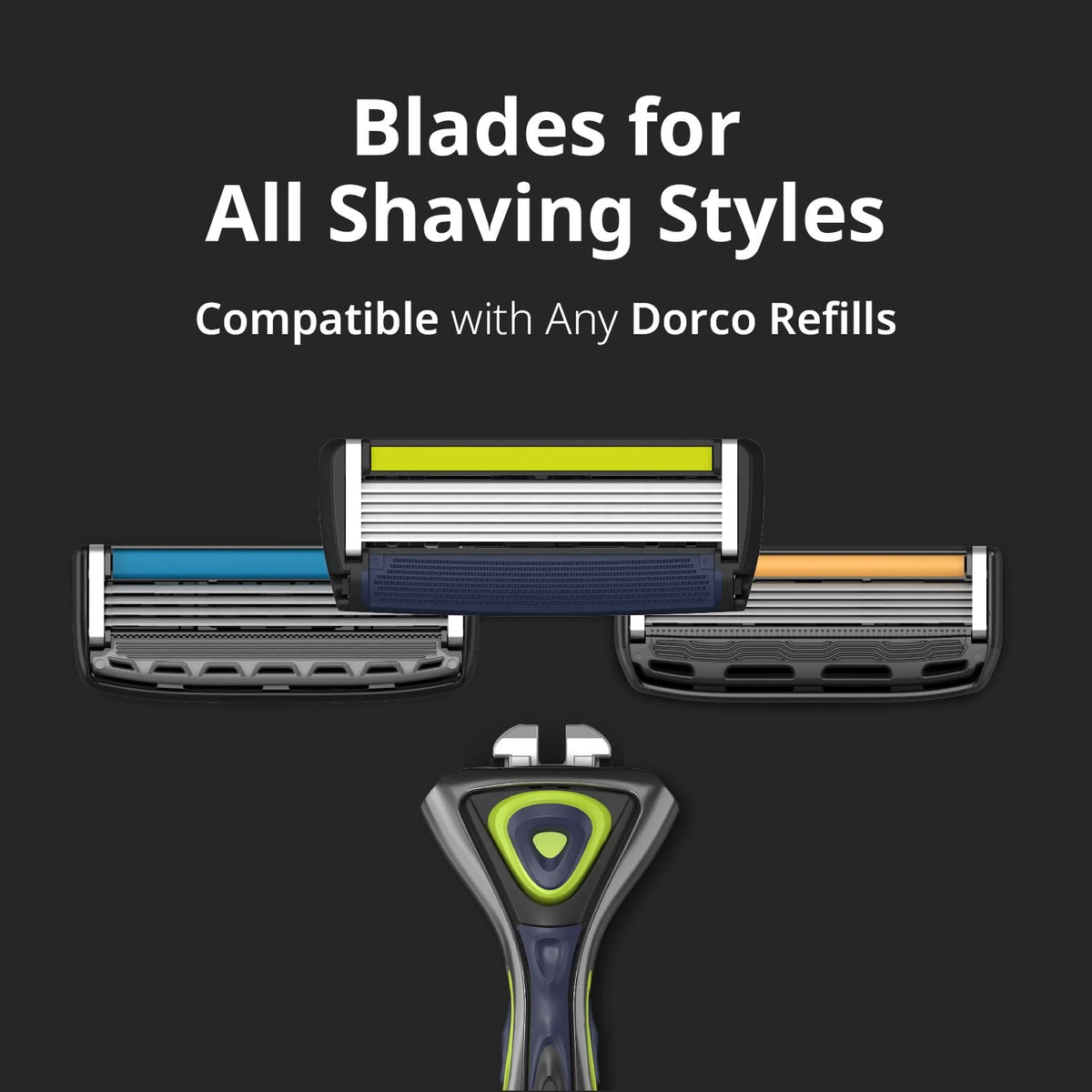 Six Blade Razor System with Interchangeable Heads - DORCO Pace 6 Sport, Olive