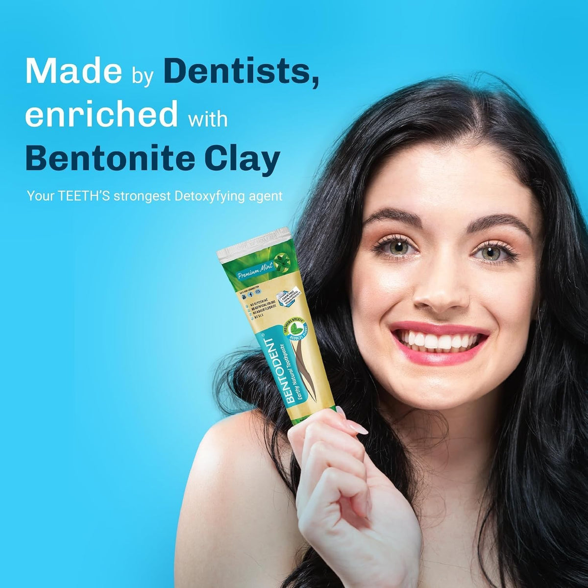 Organic Calcium Bentonite Clay Toothpaste Remineralizing Fluoride-Free Natural Oral Care