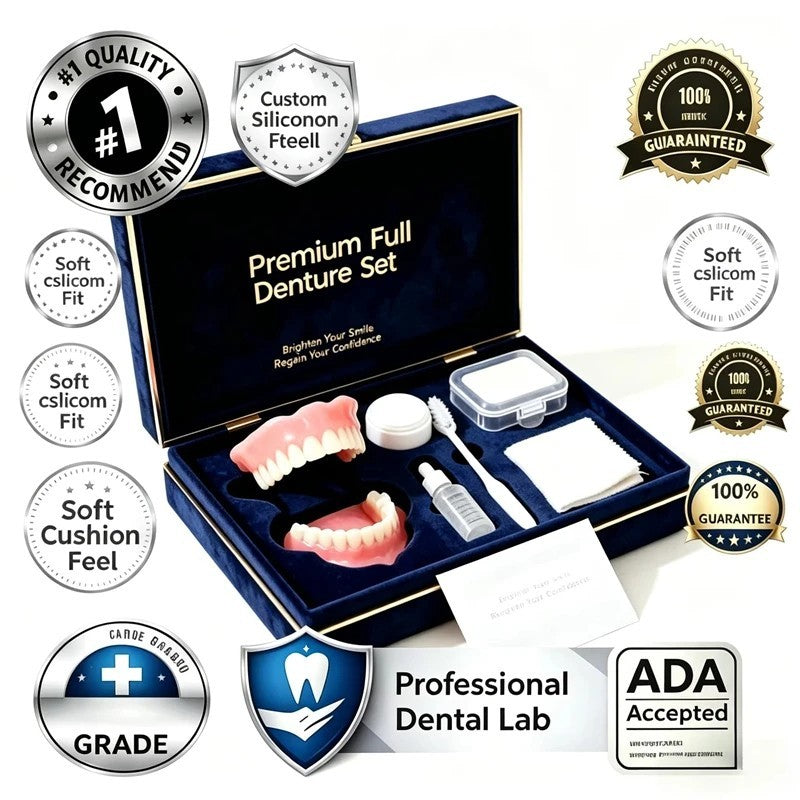 Silicone Denture Cosmetic Teeth Set Upper & Lower for Costume & Photography