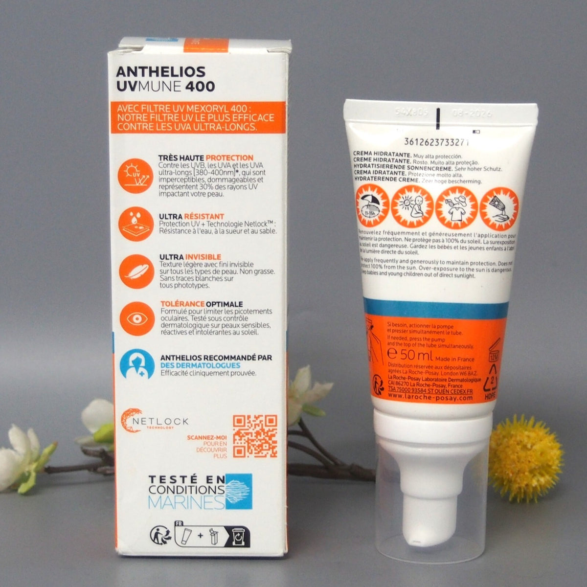 SPF 50+ Moisturizing Sunscreen Cream for Sensitive Skin - Water-Resistant, Dermatologically Tested