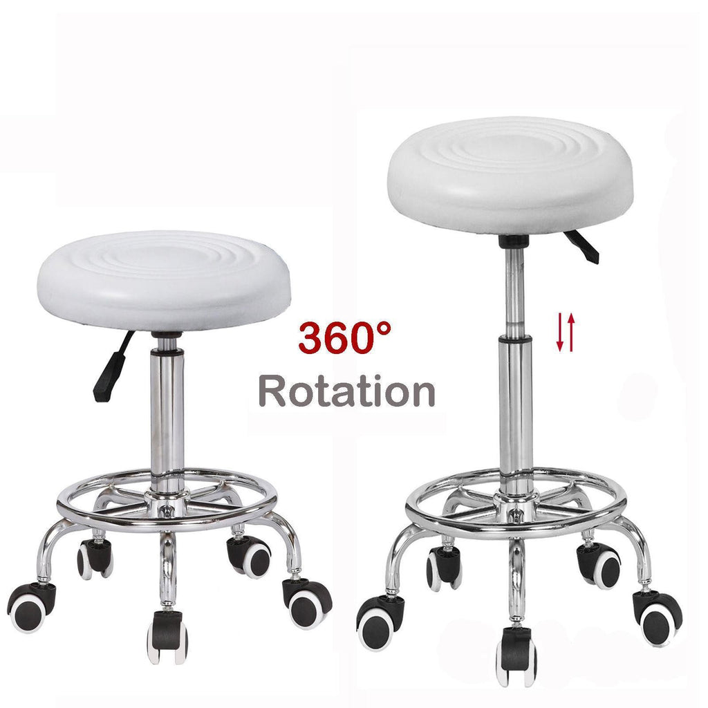 Adjustable Hydraulic Rolling Swivel Chair & Footrest Bar Stool for Salon & Spa
