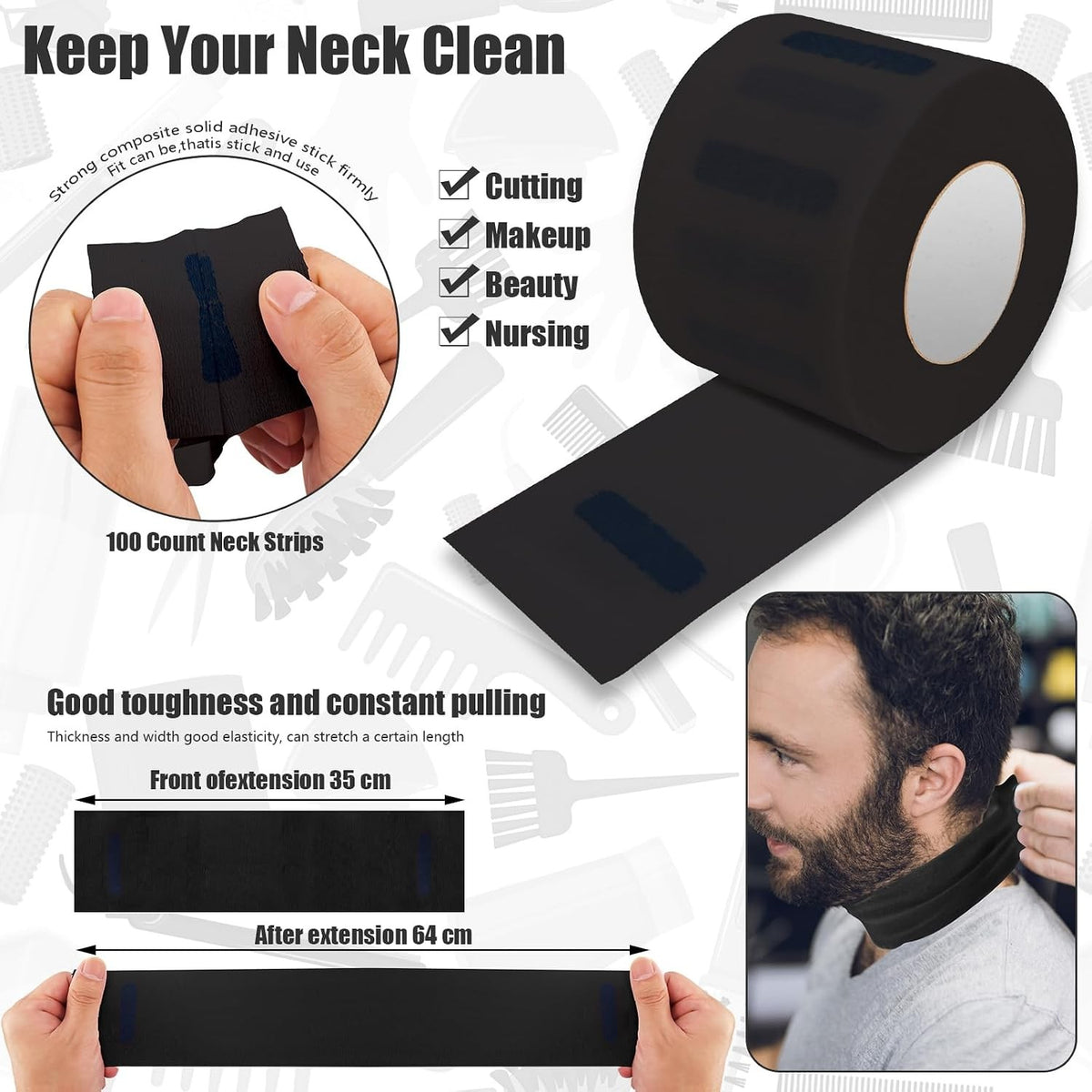 Professional Barber Hair Cutting Kit with Cape, Neck Duster & Clips