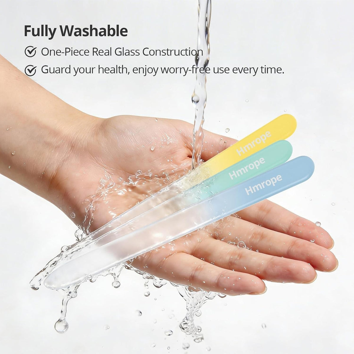3 Pack Crystal Glass Nail Files with Case - Professional Nail Grooming Tools