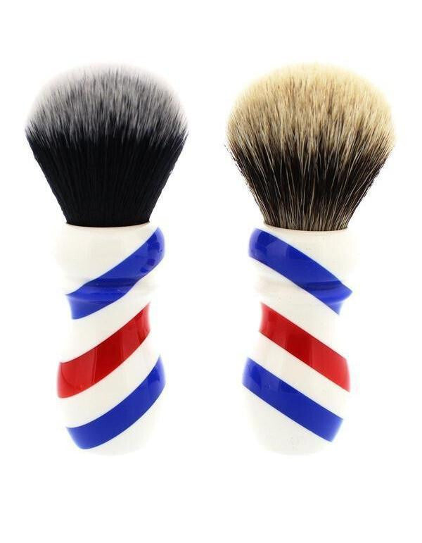 Barber Pole Shaving Brush - Synthetic & Badger Options, 24MM Knot