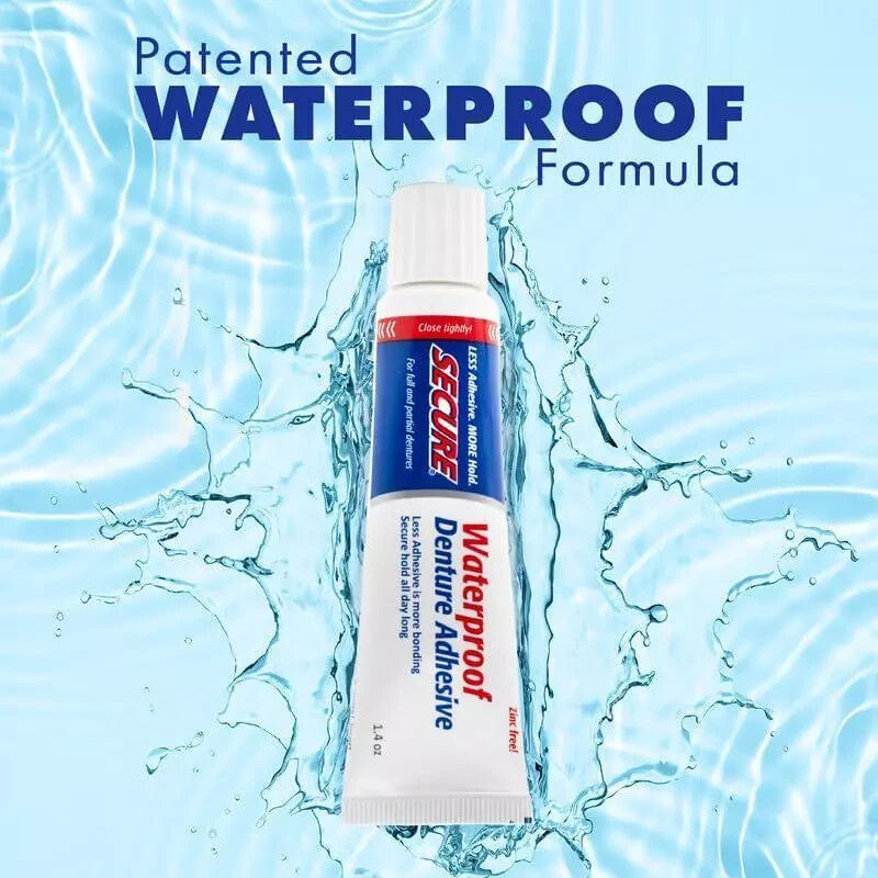Waterproof Denture Adhesive - Extra Strong Hold, Zinc-Free, 12 Hours