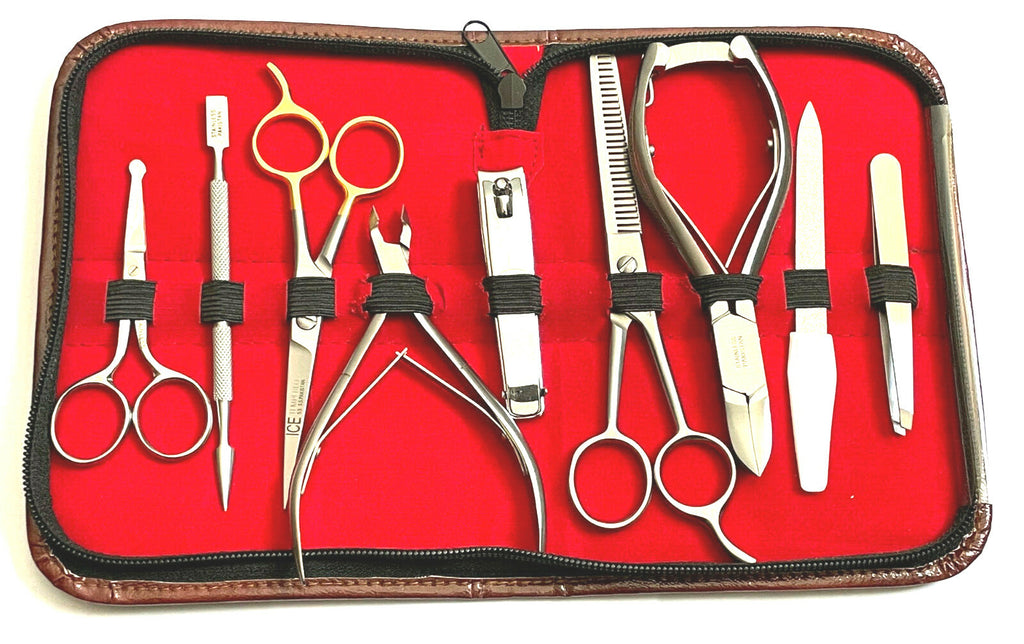 9-Piece Unisex Manicure Pedicure Nail Tools Kit Stainless Steel with Case