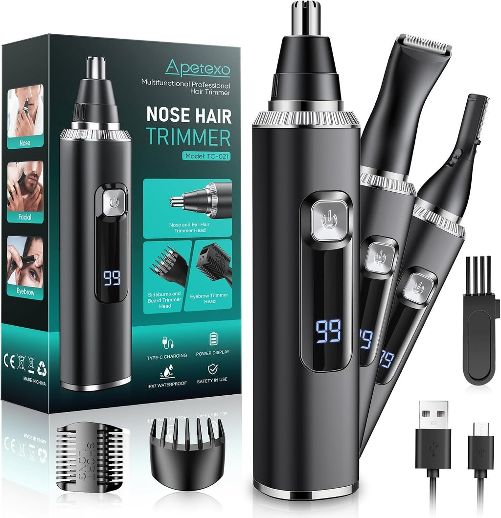 Rechargeable Water-Resistant Ear and Nose Hair Trimmer with LED Indicator