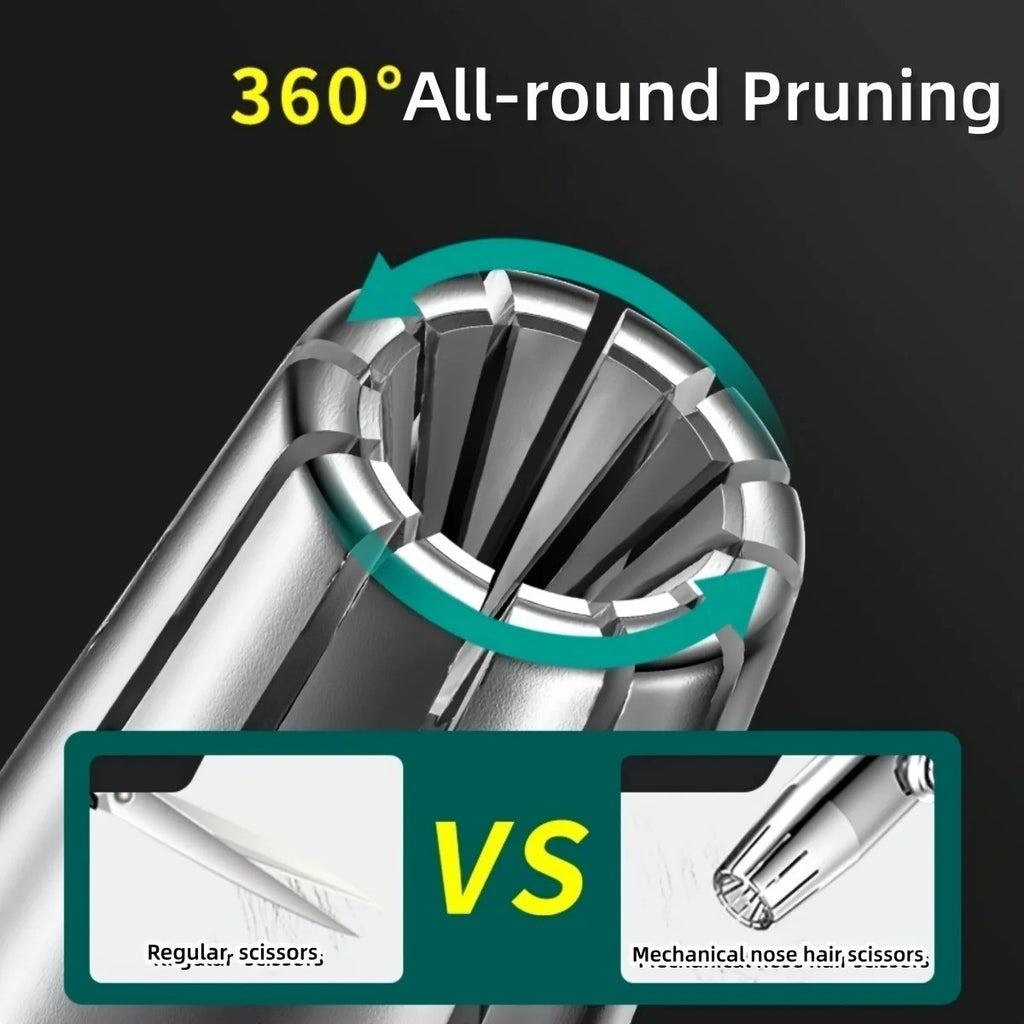 Waterproof Stainless Steel Nose & Ear Hair Trimmer - No Battery Needed