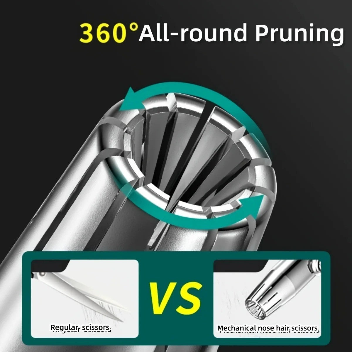Waterproof Stainless Steel Nose & Ear Hair Trimmer - No Battery Needed