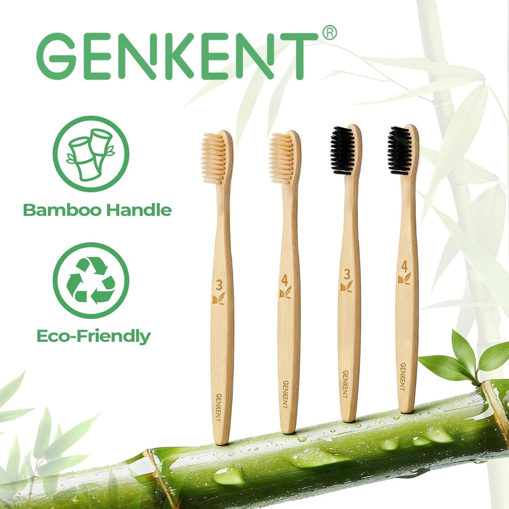 Ultra Soft Bamboo Toothbrush Set - 12 Pack Eco-Friendly & Biodegradable