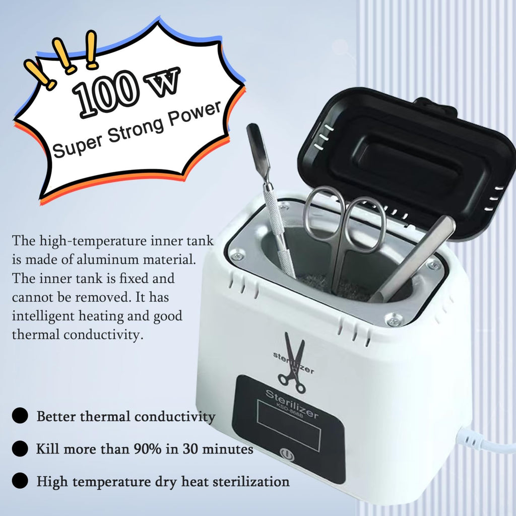 Portable Nail Tool Sterilizer with Glass Beads for Salon & Dental Use