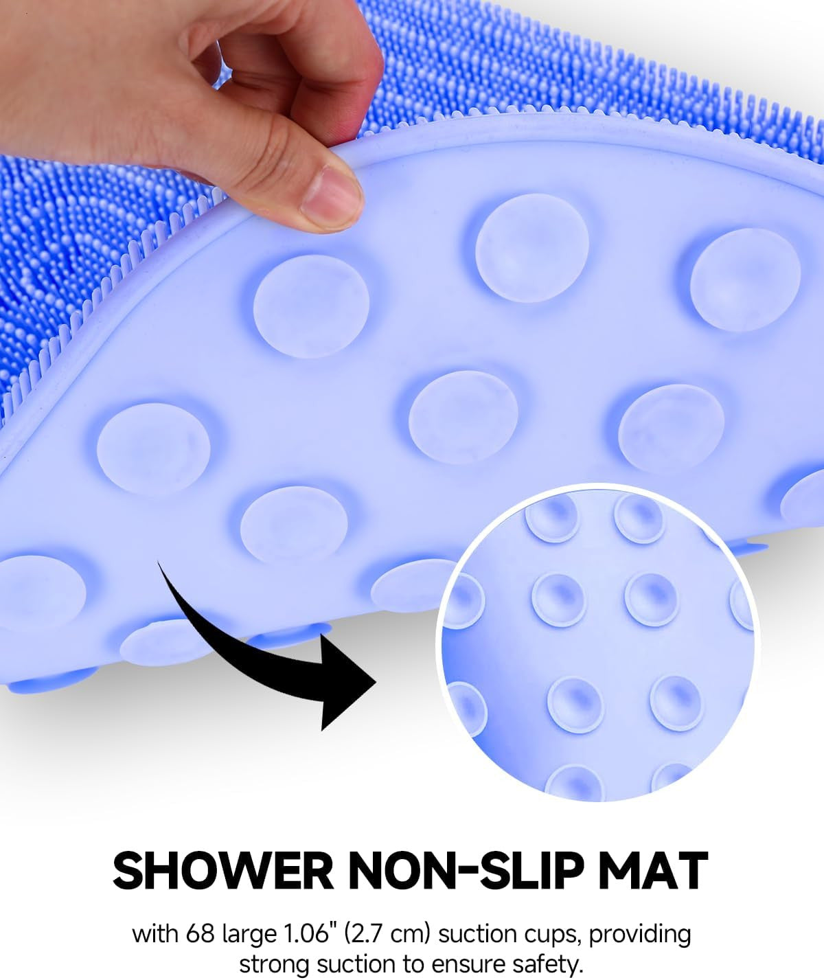 Extra Large Silicone Shower Foot Scrubber Mat with Suction Cups - Foot Cleaner & Massager