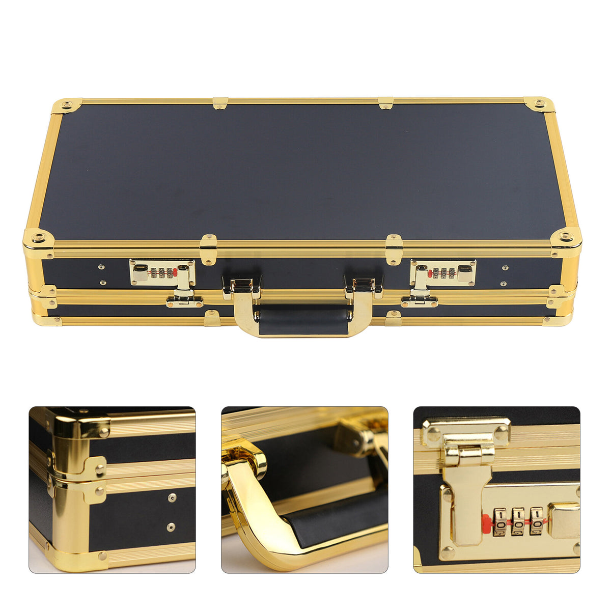 Large Barber Travel Suitcase with Lock Gold - Stylist Tool Organizer