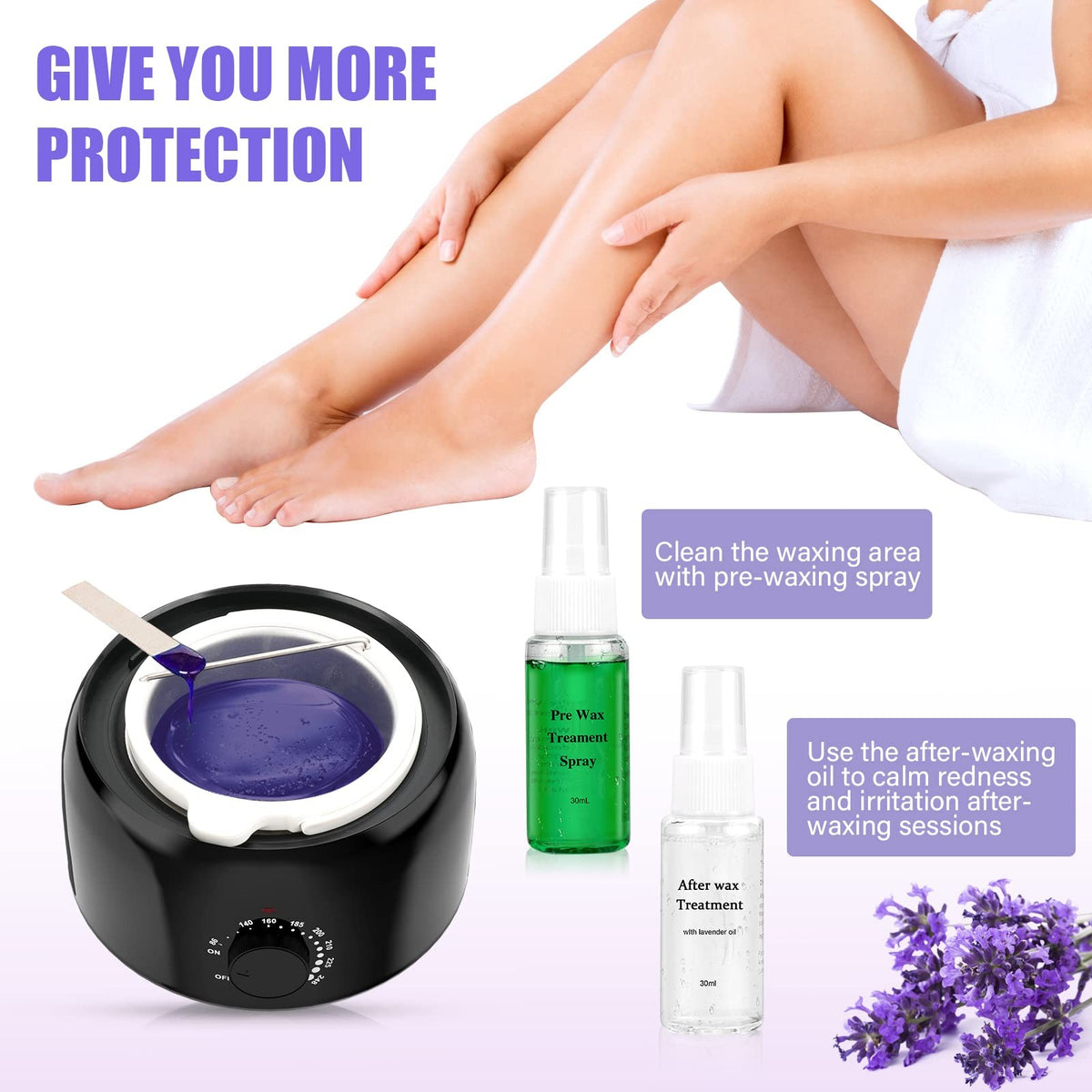 Digital Wax Warmer Kit for Hair Removal with Natural Cera Beads, Includes Pre & Post Spray