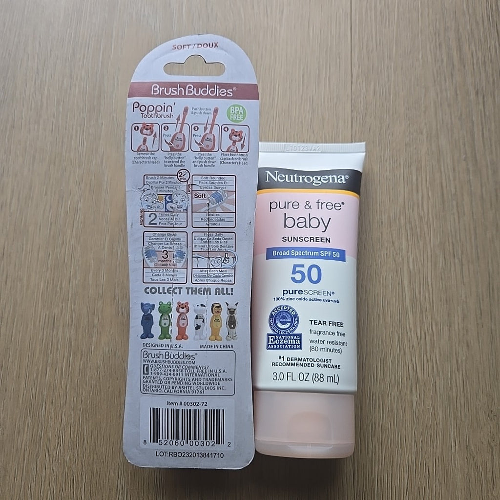 Neutrogena Baby Sunscreen SPF 50 Broad Spectrum 3oz + Free Toothbrush