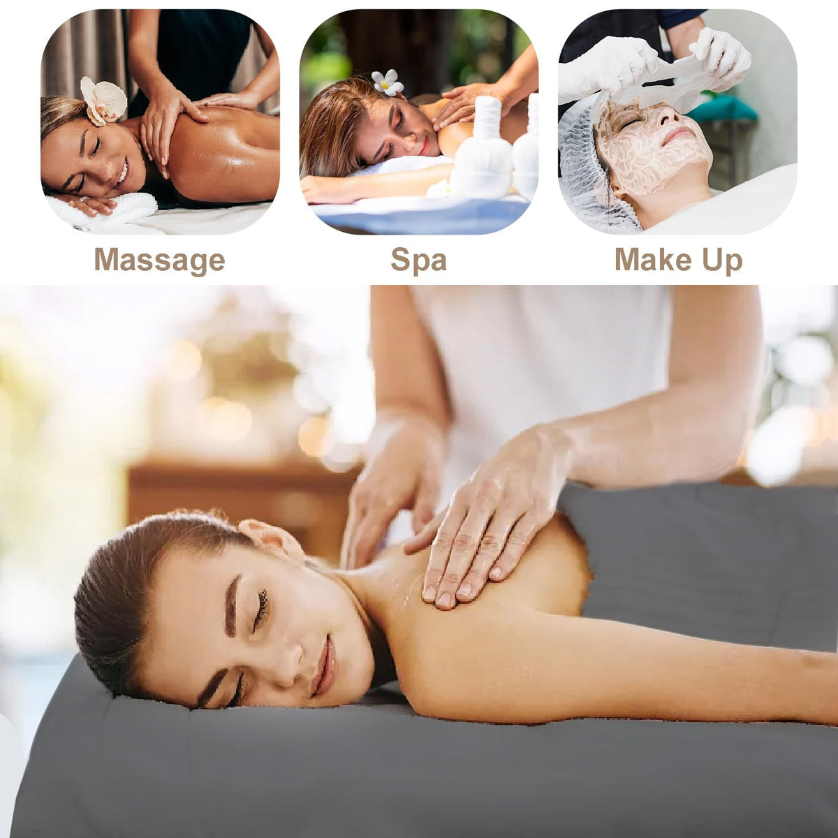 Reusable Massage Bed Sheets Set - Soft Full Size, Dark Grey, 12 Pieces