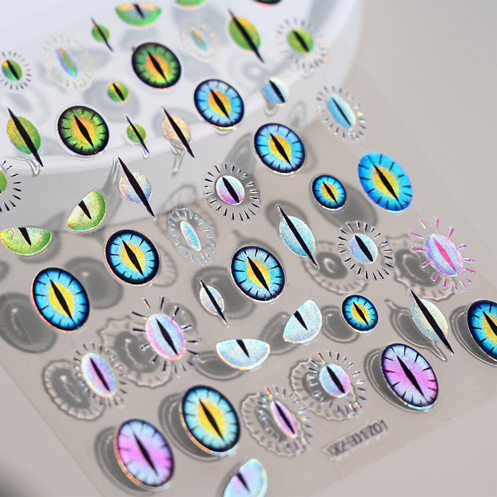 4Pcs Self-Adhesive Evil Eye Nail Stickers for Halloween Nail Art