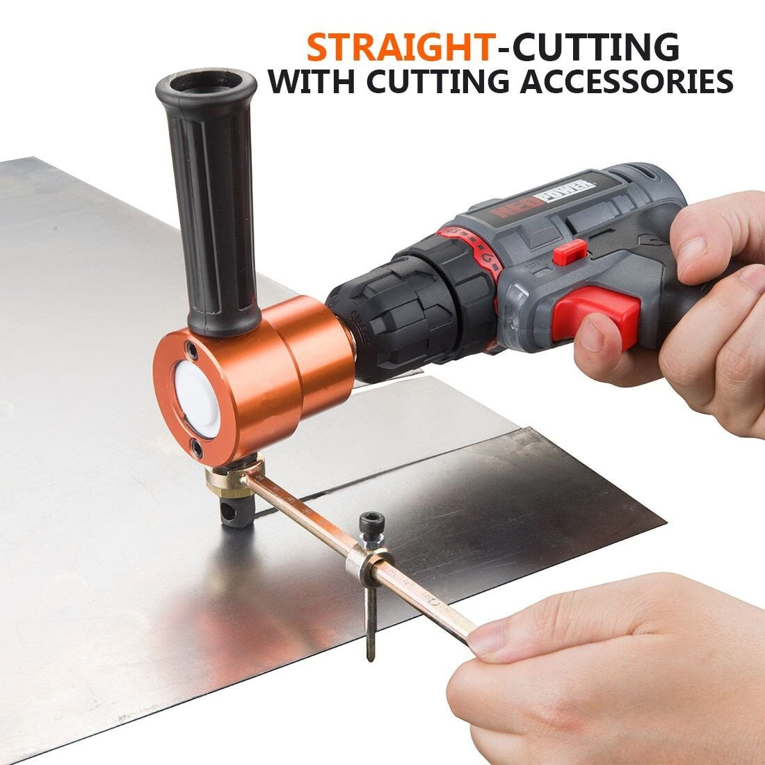 Metal Nibbler Cutter Drill Attachment for Sheet Metal Cutting - Straight & Curve