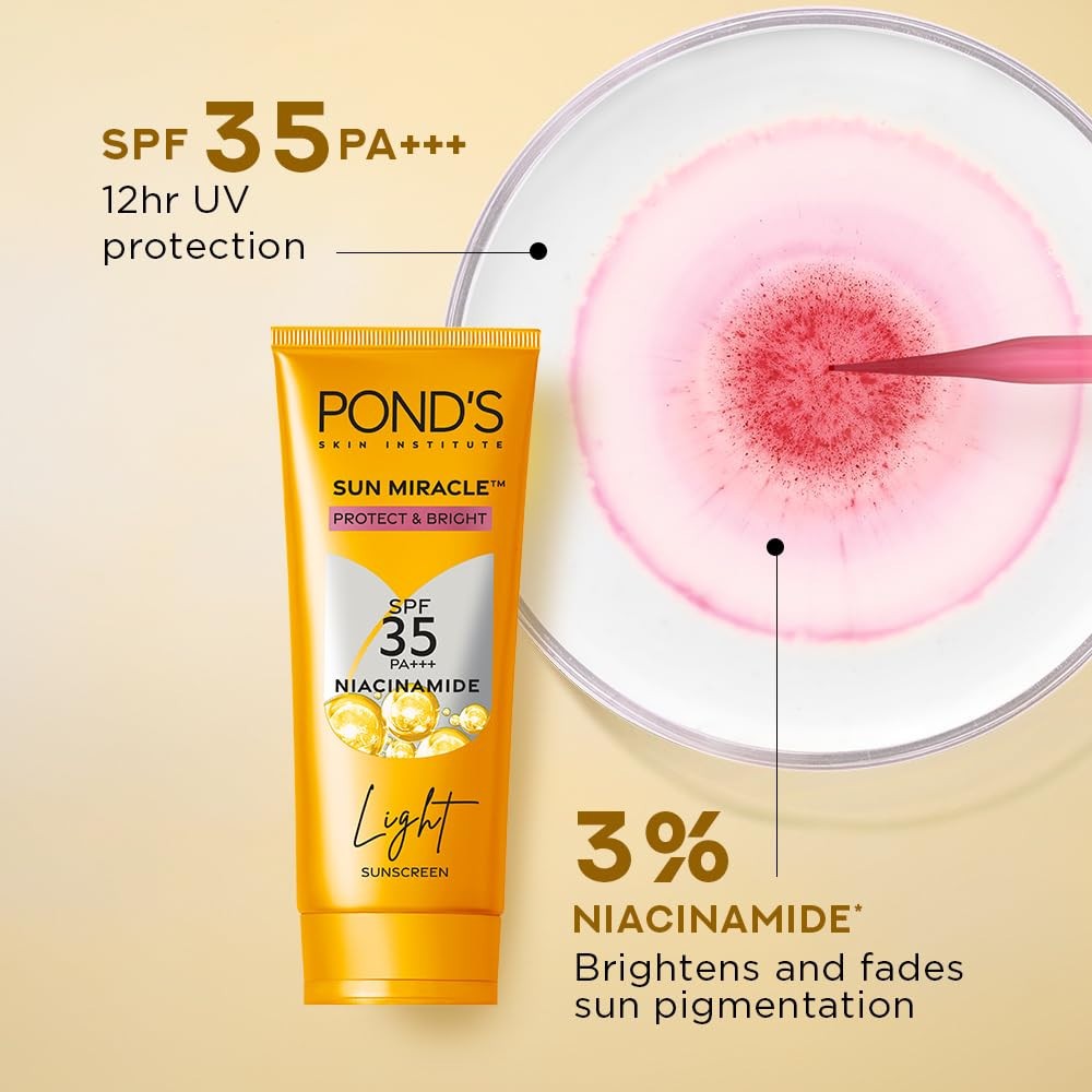 Pond's Sun Miracle SPF 35 PA+++ Niacinamide Light Sunscreen 50g - Broad Spectrum UV Protection