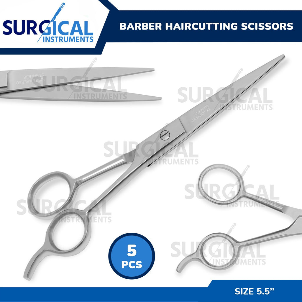 Hair Cutting Scissors Barber Shears 5.5 Inch Tempered German Steel- Pack of 5
