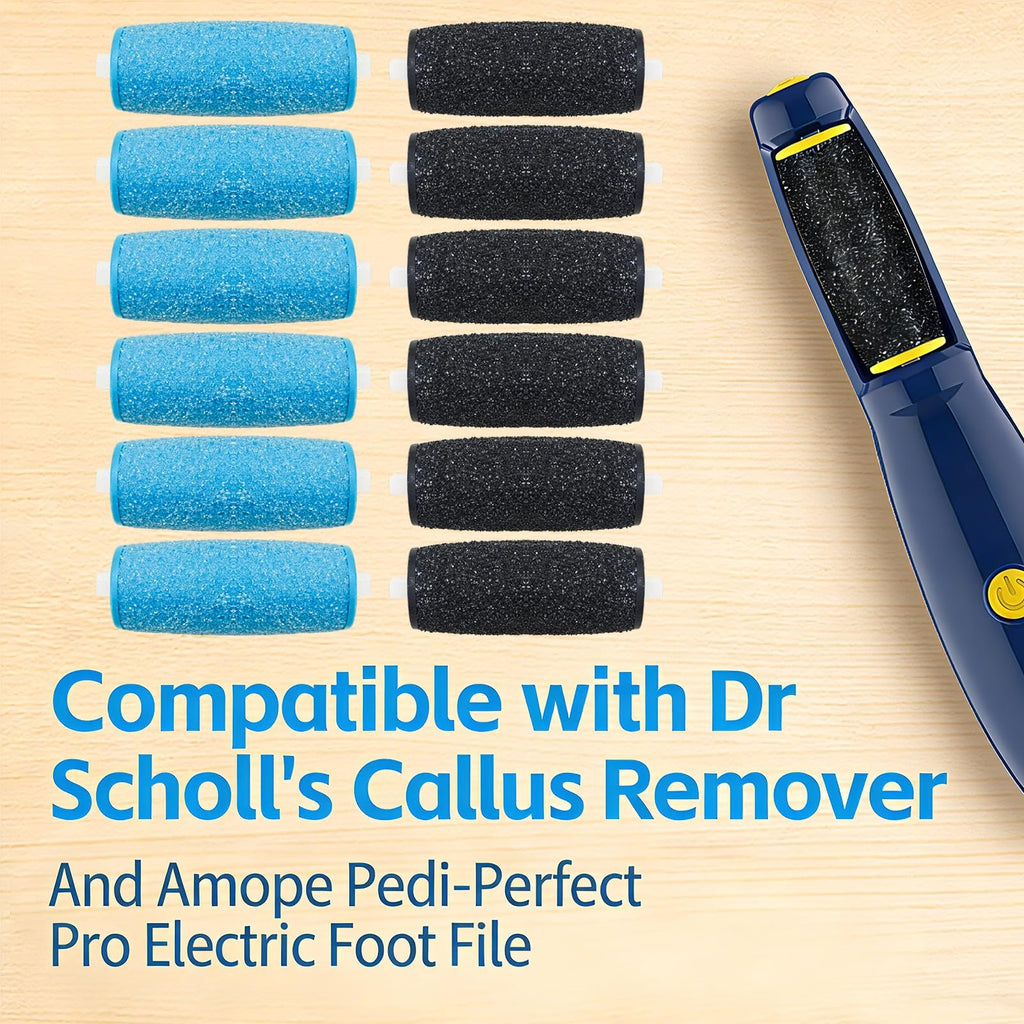 Replacement Foot File Rollers for Amope Pedi-Perfect & Callus Removers - 12 Pcs
