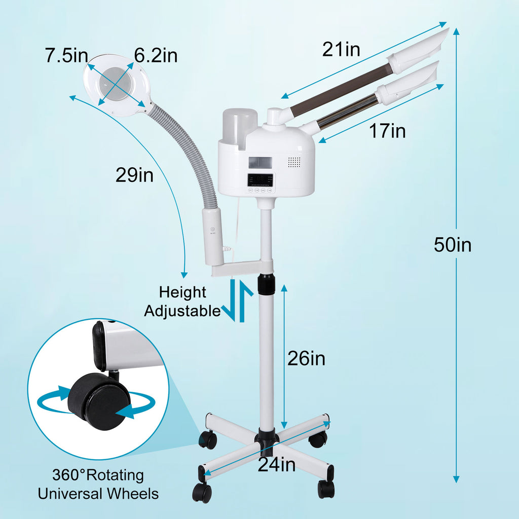 Professional 3-in-1 Facial Steamer with Magnifying Lamp Hot & Cold Mist