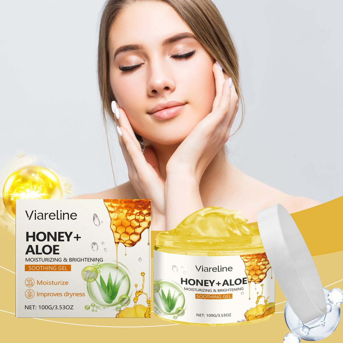 Aloe Vera Honey Hydrating Face Gel for After Sunburn & Oil Control